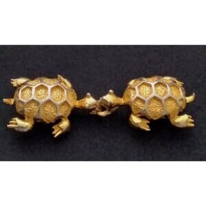 Vintage Turtles Belt Buckle Mimi di N Goltone Silvertone Shell Outlined I975